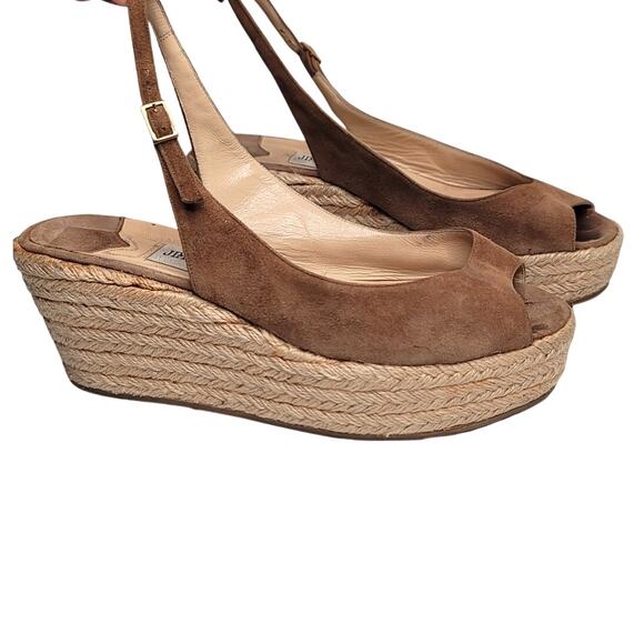 Jimmy Choo Tan Suede Espadrille Wedges - Size 39 EU/ 8.5-9 US - Picture 2 of 7